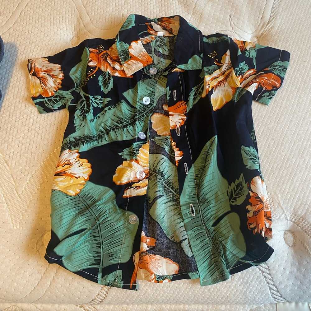 Tropical Floral baby button down